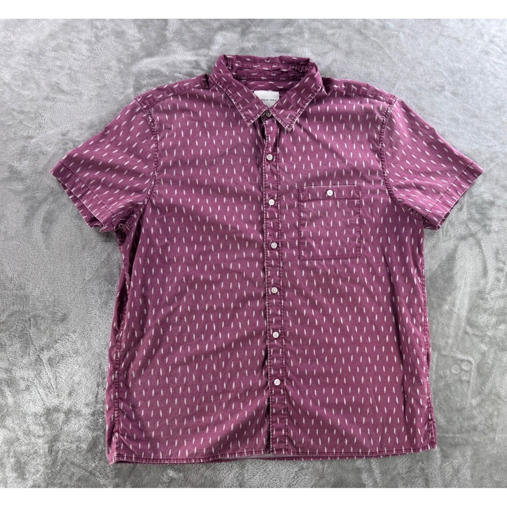 American Eagle Button Up Shirt‎ Mens XL Red Pattern Flex Casual Streetwear Fit